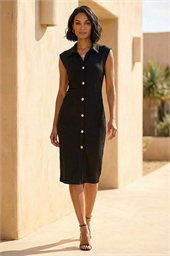 Dusk Collared Ribbed Midi Dress