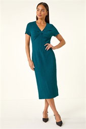 Petite Textured Twist Midi Dress