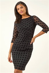 Polka Dot Ruched Stretch Dress