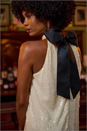 Sequin Bow Back Dress