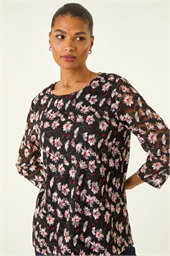 Floral Print Stretch Lace Top