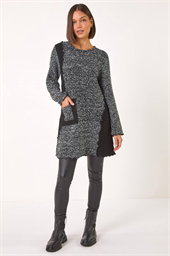 Textured Pocket Detail Longline Jumper