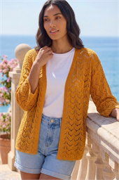 Wave Stitch Detail Knit Cardigan