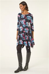 Floral Print Hanky Hem Dress