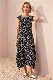 Bow Print Hanky Hem Maxi Dress