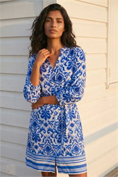 Abstract Border Print Shirt Dress