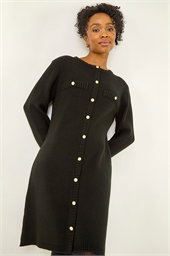 Petite Button Detail Knit Dress