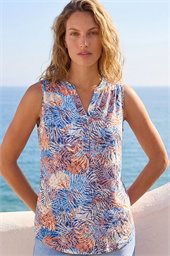Leaf Burnout Print Vest Top