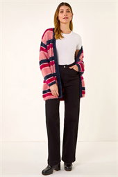 Fluffy Stripe Knit Cardigan