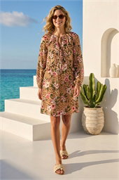 Floral Animal Print Frill A-Line Dress