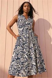 Petite Abstract Midi Shirt Dress
