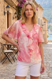 Floral Ruffle Front Top