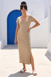 Dusk V-Neck Knit Midi Dress