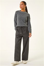 Petite Drawstring Ponte Trouser
