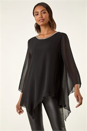 Sparkly Asymmetric Chiffon Top