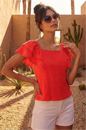 Dusk Textured Lace Trim Top