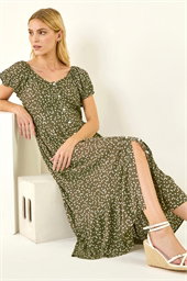 Spotty Heart Button Midi Dress