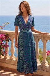Animal Print Beaded Midi Dress