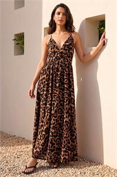 Dusk Animal Print Halterneck Maxi Dress