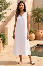 Zip Front Sleeveless Midi Dress