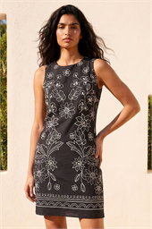 Floral Motif Shift Dress