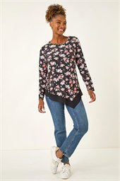 Floral Puff Print Stretch Top