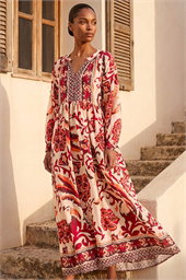Floral Border Print Maxi Dress
