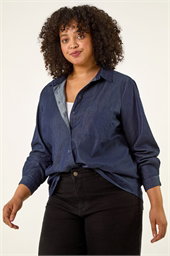 Curve Cotton Button Up Blouse