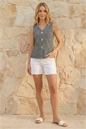 Herringbone Mock Button Waist Coat