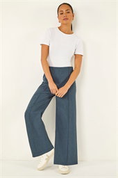 Petite Pintuck Wide Leg Stretch Trouser