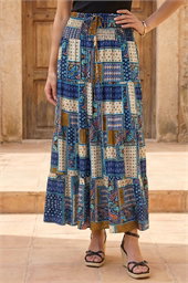 Paisley Print Shirred Maxi Skirt