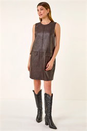Faux Leather Pocket Detail Dress