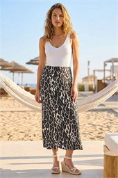 Animal Print Stretch Maxi Skirt 
