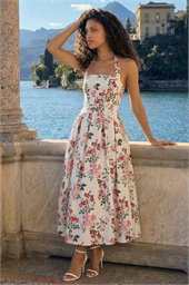 Petite Floral Stretch Midi Dress