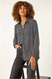 Dotted Glitter Buttoned Blouse