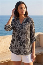 Puff Print Notch Neck Shirt
