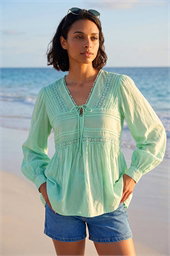 Dusk Cotton Lace Pintuck Top