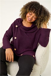 Curve Cowl Neck Button Wrap Top