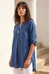 Horn Button Detail Longline Top