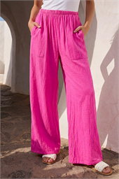 Cotton Elasticated Waist Wide Leg Trouser