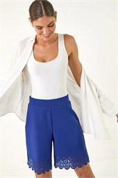 Laser Cut Hem Shorts
