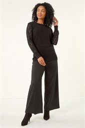 Petite Lace Contrast Knit Jumper