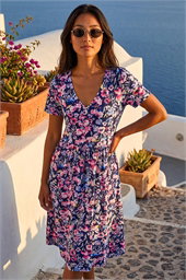 Petite Floral Pocket Midi Dress