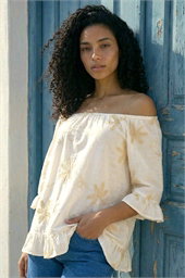 Floral Embroidered Bardot Top