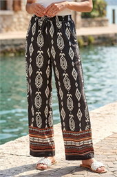 Aztec Border Print Wide Leg Trousers