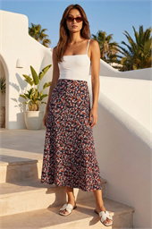 Ditsy Floral Stretch Midi Skirt