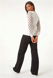 Polka Dot V-Neck Sleeve Knit Jumper