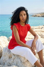 Broderie Anglaise Frill Sleeve Top