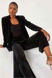 Velvet Wide Leg Pocket Stretch Trouser
