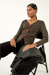Rose Front Knit Top